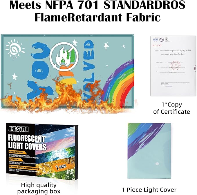 Fluorescent Light Covers - Classroom Covers for Ceiling Lights, 1 PCS 4 x 2 Feet Magnetic Light Filters, Classroom, Office Decor (You are Valued)