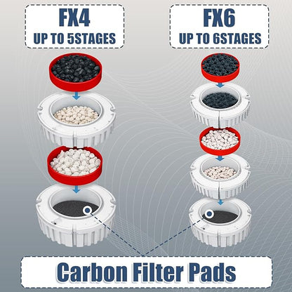 Fx4 Carbon Filter Pads Compatible with Fluval FX4 FX5 / FX6 Canister Filter,Replacement Carbon Impregnated Foam Pads Aquarium Filter Media Pack of 6