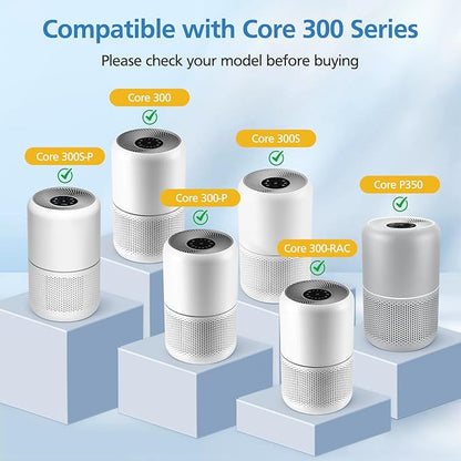 Core 300 Smoke Filter for LEVOIT Core 300/ Core 300S/ Core 300-P/Core 300S-P/Core P350 Air Purifi-ers, 3-IN-1 HEPA Filter, Compared to Part# Core 300-RF, Blue (2 Pack)