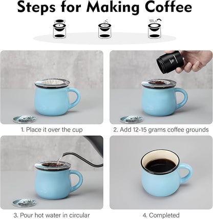SUNYA Coffee Filters, 36-Pack Eco-Friendly Disc Shape Paper Filters for Manual Ground Coffee and Drip Coffee Makers, with Wide Rim for Cup Sizes 2-3.5inch. 9 Different Patterns (UFO A)