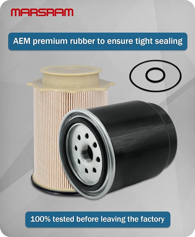 Marsram Fuel Filter Water Separator Set Fits for 2013 2014 2015 2016 2017 2018 Dodge Ram 2500 3500 4500 5500 6.7L Cummins Diesel Turbo Engines, Replace 68197867AA, 68157291AA, 68065608AA