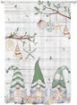 Sheer Curtains 72 Inches Long, Sage Green Gnomes Semi Sheer Curtains Light Filtering Window Treatment, Eucalypus Coastal Anchor Retro Wood Privacy Voile Drapes for Living Room Bedroom 52x72 Inch