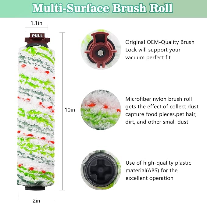 2306A 1785 Pet Pro Replacement Parts 2 Pack 1868 for Bissell Crosswave Roller Brush and 2 Pack 1866 for Crosswave Replacement Filter Compare to Part # 1613568 161-3568 1608684 LUXRILIX