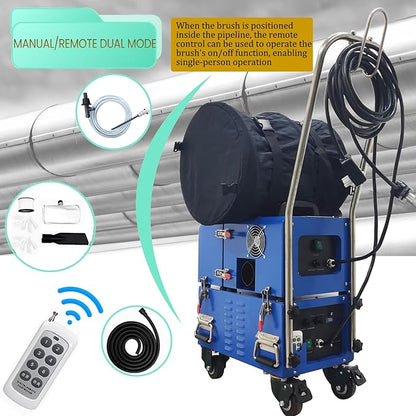 TECHTONGDA Air Duct Cleaning Machine for Fresh Air Pipe Cleaning & Suction, Rotary Brush Duct Pipe Cleaner Machine with Transformer 110V/220V, Dust Blowing Function, Applicable Diameter 1.97"-7.87"