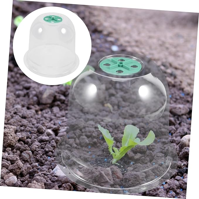 2pcs Small Garden Cloche Clear Plastic Humidity Domes for Mini Greenhouse Protectors with Optimal Airflow and Heat Insulation for Winter Outdoor Use