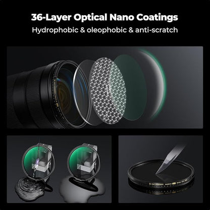 K&F CONCEPT 82mm Circular Polarizers Filter Super Slim with 36 Multi-Layer Coatings, High Definition Circular Polarizing Filter (CPL) Camera Lens Filter (Nano-X PRO Series)