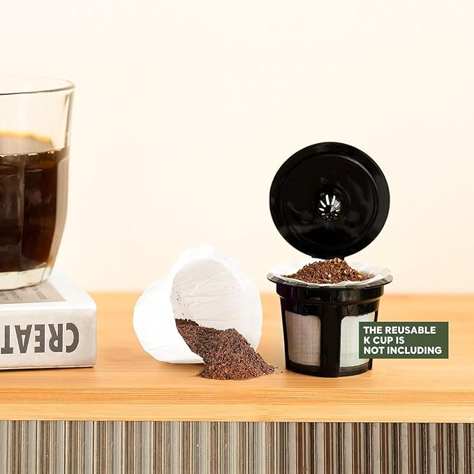 Disposable Paper Coffee Filters K Cup Paper Filters for K-eurig Single Brewer Reusable Cups, K-Cup Coffee Pods, Fit Most K eurig Single Serve Filter Brands Coffee Pods (White 100 count, Small)