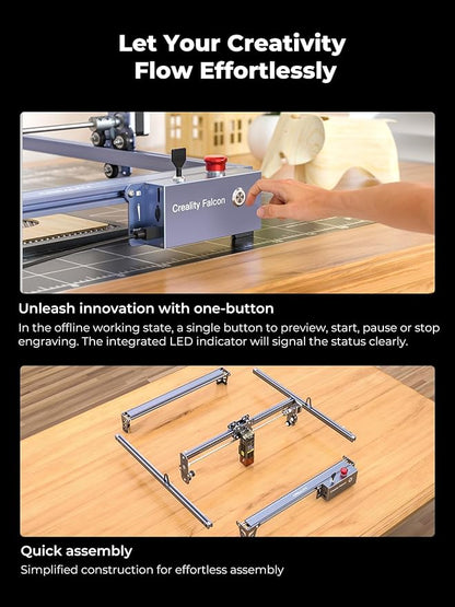Creality 10W Laser Engraver, Falcon Pro with 3-in-1 Laser for Wood Engraving, 72000mW Efficient Laser Engraving Machine Fit, for Wood, Metal, Paper, Acrylic, Leather, Glass Tumbler Ring, 17" x 16"