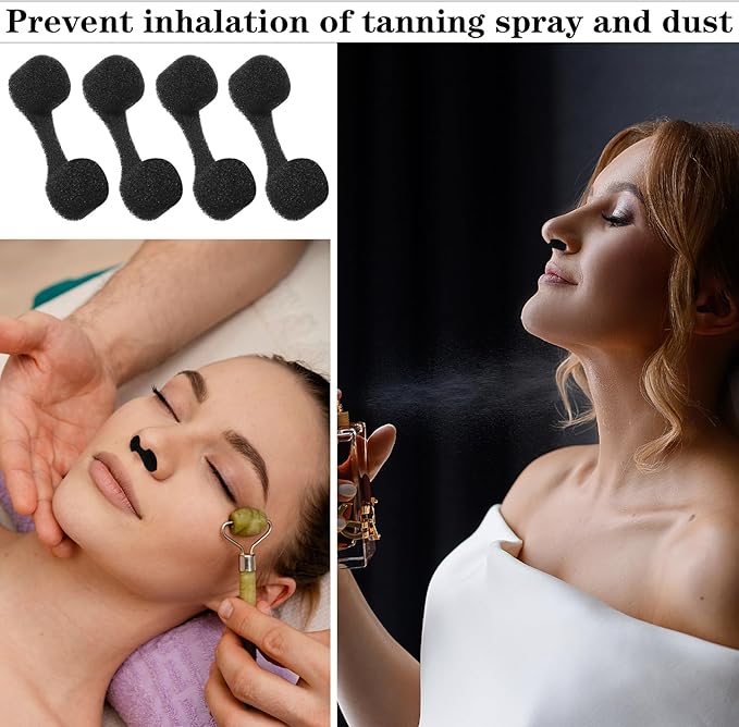50Pcs Nose Plug Filter, Disposable Nose Filter Sponge Dust Filters for Allergies and Dust for Women Men Sunless Spray Tanning Outdoor DustConstruction Areas (Black)