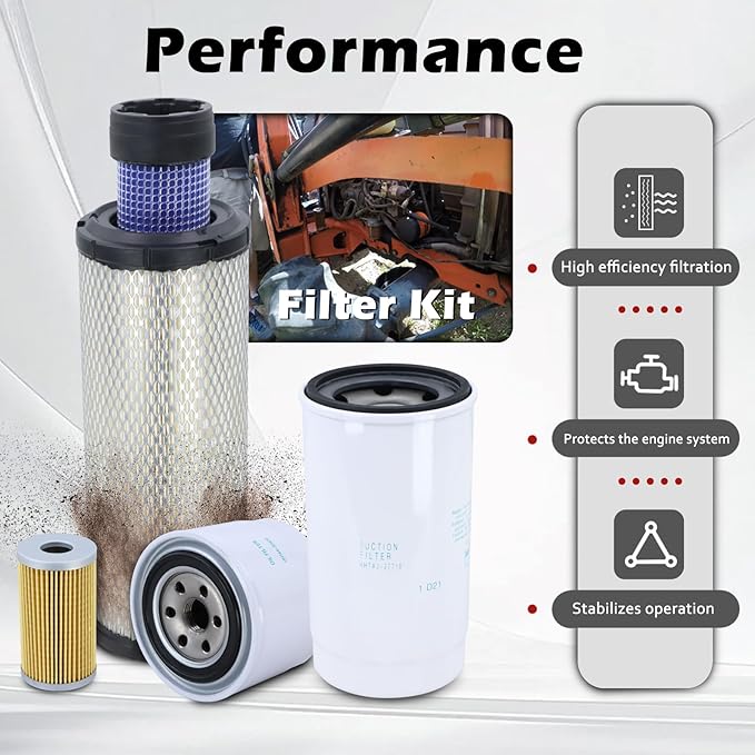 Maintenance Service Filter Kit Compatible with Kubota L3010 L3130 L3410 L3430 HST Replaces# TA040-93220 TA040-93230 HH164-32430 HHTA0-37710 15521-43160