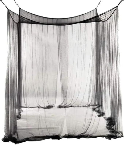 Canopy Bed Curtains Black/White/Beige Elegant Lace Canopy Curtain for Double King Size Bed(Black)