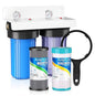 PUREPLUS 2-Stage Whole House Water Filtration System, Reduces Heavy Metals, Chlorine & Odor, 10" x 4.5" Housings, 1" Inlet/Outlet, RFN KDF Carbon & CTO Coconut Shell Filters, Pressure Gauges Included