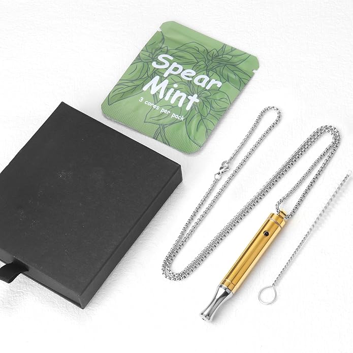 ASTOFLI Quit Smoking Breathing Necklace for Adults - Flavored Stress Breathing Necklace Stop Smoking for Women - Breathlink for Men Meditation Breathe Anxiety Whistle Necklaces inhaler Breathlace