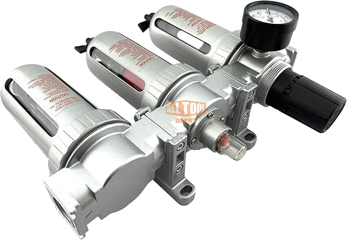 1/2" NPT MID FLOW Filter Regulator Coalescing Desiccant Dryer System For Compressed Air Lines, Poly Bowls, Great For Paint Spray And Plasma Cutter (MANUAL DRAIN)