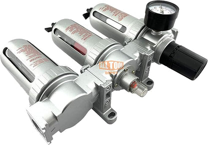 1/2" NPT MID FLOW Filter Regulator Coalescing Desiccant Dryer System For Compressed Air Lines, Poly Bowls, Great For Paint Spray And Plasma Cutter (MANUAL DRAIN)