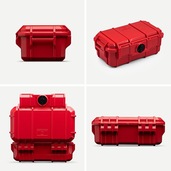 Evergreen 57 Waterproof Dry Box Protective Case with Pick & Pluck Foam - Travel Safe/Mil Spec/USA Made - for Cameras, Phones, Hiking, Boating, Water Sports, Action Cams (Red)