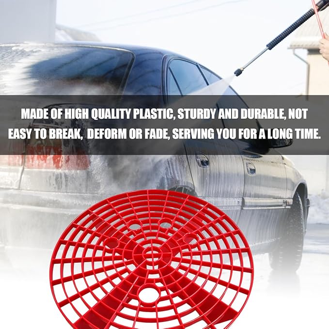 2 PCS Car Wash Bucket Insert, Dirt Guard Bucket Insert Helps Remove Dirt Debris Washing Kit, Detail Grit Trap Filter Cleaning Tool Fits 3-5 Gallon Bucket, Car Accessories（Red）