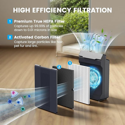 Smilyan 116130 Filter H Replacement True HEPA for Winix 5500-2 and AM80 Air Purifier, 3 Pack HEPA Filter Only (3 Hepa Filters)