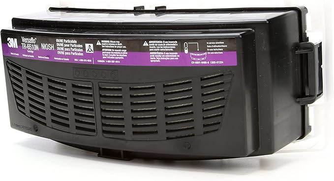 3M Versaflo HEPA Cartridge TR-6510N, Organic Vapors, For TR-600/TR-800 Powered Air Purifying Respirator (PAPR), 5/Case, Magenta/Black