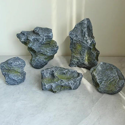 Outdoor Fake Rock Cover Realistic Lightweight Fiberglass Artificial Landscape Boulder Enclosure Protection Dome for Well Pump Septic Tank Electrical Boxes R (O)