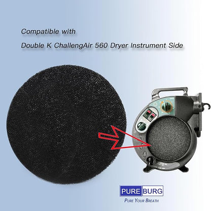 PUREBURG Replacement Filter Compatible with Double K ChallengAir 560 Dryer Instrument Side,12-Pack Cabon Sponge Filter For Air Clean Dust