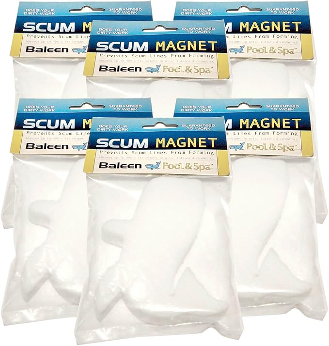 Baleen Filters 6 Pack Baleen Pool & Spa Scum Magnet - Maintenance Free Oil Absorbing Water Clarifier Model BA-Magnet-6