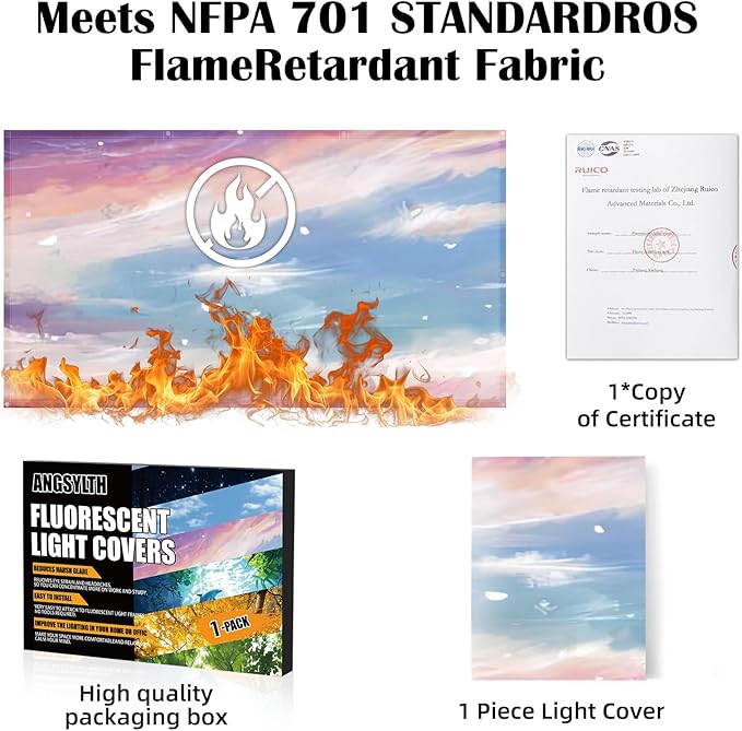 Fluorescent Light Covers - Classroom Covers for Ceiling Lights, 1 PCS 4 x 2 Feet Magnetic Light Filters, Classroom, Office Decor (Sunset glow)