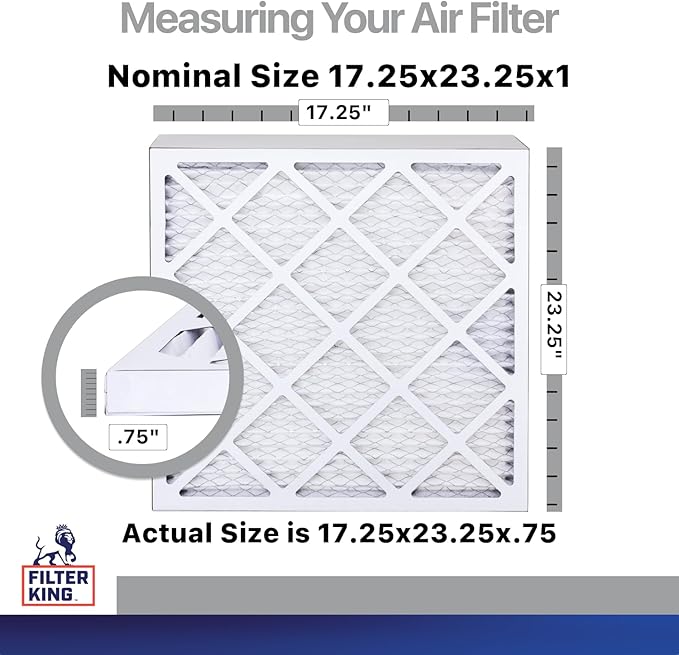 Filter King 17.25x23.25x1 Air Filter | 4-PACK | Carbon MERV 8 HVAC Pleated A/C Furnace Filters | MADE IN USA | Actual Size: 17.25 x 23.25 x .75"
