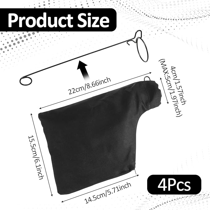 4PCS Dust Collector Bags, Black Polyester Filter Bag with Steel Ring Opening for Table Saw, 225 Miter Saw Dust Collection Accessories