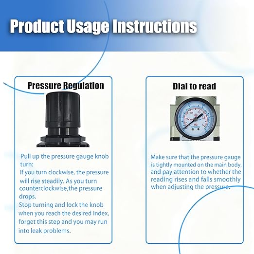HengMinLingTong 3/8" NPT Compressed Air Filter Regulator Combo Piggyback, 5 Micron Brass Element, Poly Bowl, Semi-Auto Drain, Metal Bracket, 0-150 psi AW3000-03