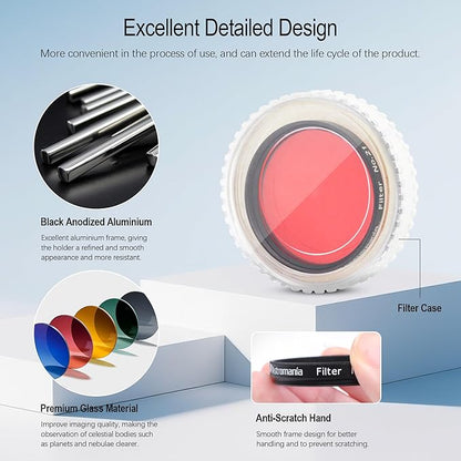 Astromania Telescope Filter, 2 Inches Planetary Filter for Astronomy Telescope Eyepiece, Color Filter for Enhancing Contrast in Lunar Planetary Observation - #21 Orange