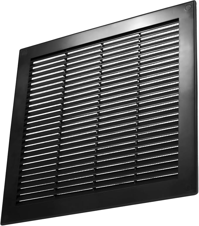 Vent Systems 10" x 10" - Pack of 2 - Black Plastic Soffit Vent Cover - Durable Flat Square Air Vent Grille with Mesh Screen - Weather Resistant Ventilation Grill - Wall & Ceiling, Indoor & Outdoor