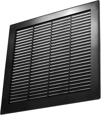 Vent Systems 10" x 10" - Pack of 2 - Black Plastic Soffit Vent Cover - Durable Flat Square Air Vent Grille with Mesh Screen - Weather Resistant Ventilation Grill - Wall & Ceiling, Indoor & Outdoor