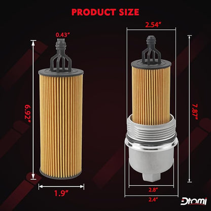 Aluminum Engine Oil Filter Housing Cap with Oil Filter Assembly Compatible With Jeep Chrysler Dodge Ram Vehicle 1500 Cherokee Wrangler Charger Durango 3.6L V6 Replace# 917-190 68191349AC 68191350AA