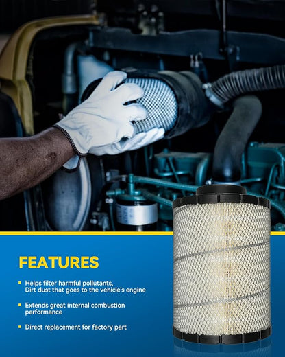 PHILTOP 46637 Engine Air Filter Compatible with Donaldson B085011, Baldwin PA2818, Fram CA6818, Cummins 3912020, Hasting AF2329, Napa 6637, Wix 46637