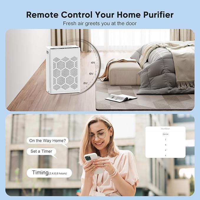DAYETTE Air Purifiers for Home Large Room Up to 2400 Ft² with Fragrance, Smart WiFi Alexa Control,Auto Mode, HEPA Air Purifier with Washable Prefilter for Bedroom, Dorm Room, Pets, Office