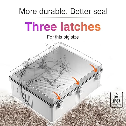 QILIPSU Waterproof Junction Box IP67 Outdoor Plastic Electrical Project Enclosure Weatherproof with Mounting Plate, Wall Brackets, Hinged Clear Cover 20"x16.1"x7.9" CC