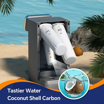 Stokk E1 Reverse Osmosis Water Filter Countertop, 5 Stage RO Water Filter System with Remineralization Glass Pitcher, NSF/ANSI 58&372, Portable No Installation Water Purifier for Home Office