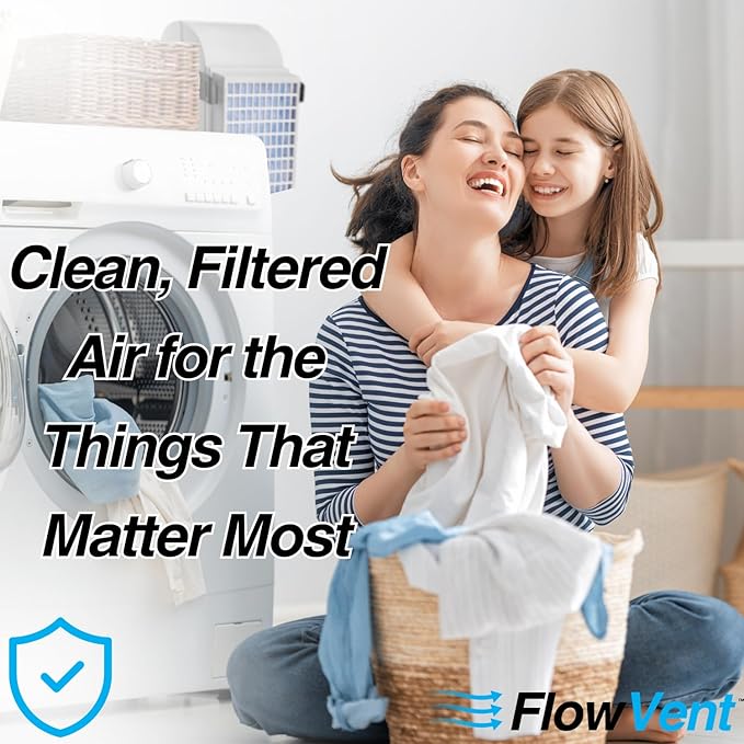 Indoor Dryer Vent Filters | Dual Filter Lint Trap for Electric Dryers | No-Water Required, Low Maintenance | Captures Lint & Dust for Cleaner Indoor Air | Made in the USA