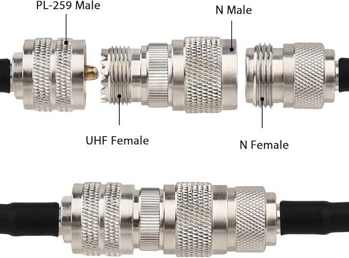 4 Pack N Male to UHF Female SO-239 Connector Adapter N Connector to PL-259 SO239 RF Coaxial Cable Adapter