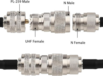 10 Pack N Male to UHF Female SO-239 Connector Adapter N Connector to PL-259 SO239 RF Coaxial Cable Adapter