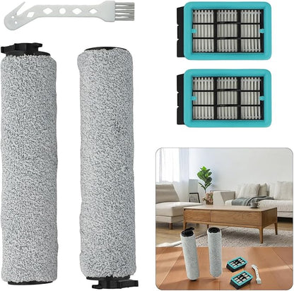 Replacement Brush Filter and Roller Brush Set, Compatible with For Bissell For CrossWave,3831 HF2 3845 3847 3848,Scrubber Accessories, Wet Dry Vacuum Cleaner Filter Kit, Hard Floor Cleaning Brush