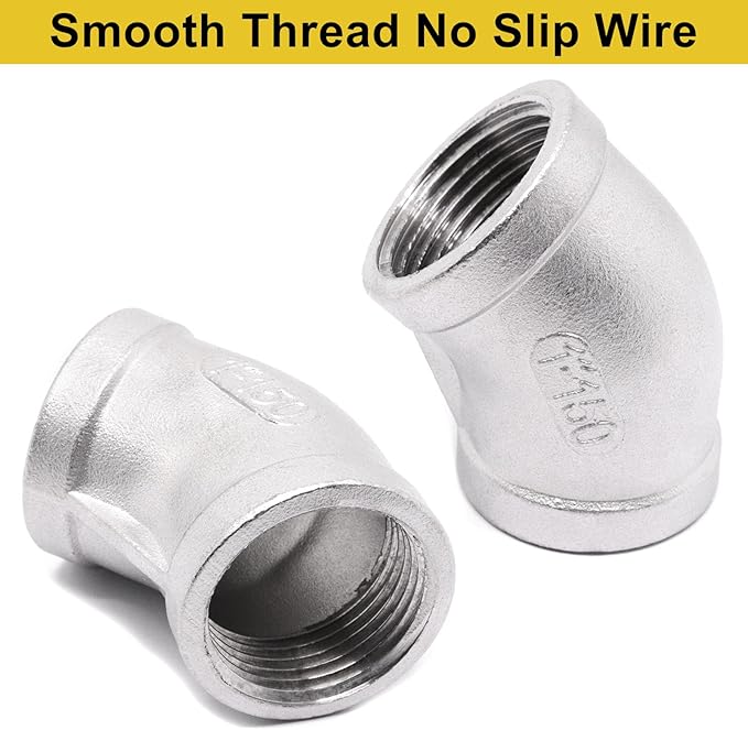 45 Degree Elbow 1PCS, 1" NPT Female x 1" NPT Female 304 Stainless Steel Pipe Fitting, Connector Coupler Apply to Outdoor/Garden/Industrial