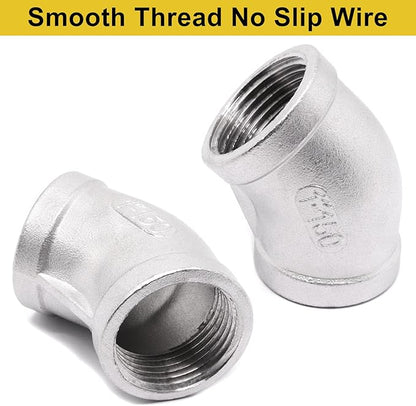 45 Degree Elbow 1PCS, 1" NPT Female x 1" NPT Female 304 Stainless Steel Pipe Fitting, Connector Coupler Apply to Outdoor/Garden/Industrial