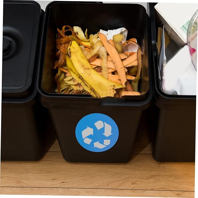 DOITOOL 12pcs Trash Can Recycling Labels Garbage Bin Stickers for Easy Waste Sorting Self-Adhesive Decals for Indoor Outdoor Use