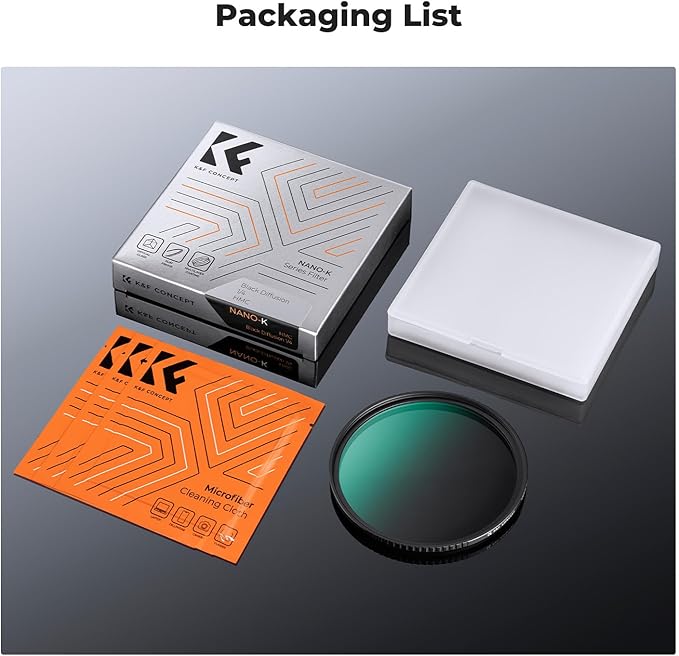 K&F CONCEPT 43mm Black Diffusion 1/4 Filter Mist Cinematic Effect Filter with 18 Multi-Layer Coatings for Video/Vlog/Portrait Photography (K-Series)