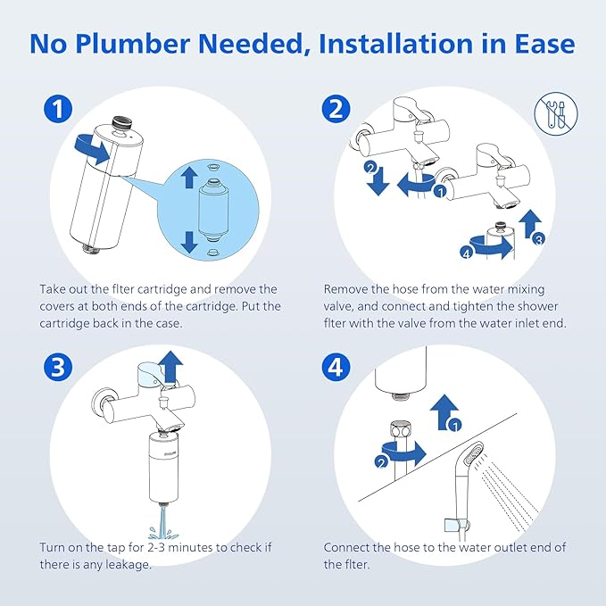 PHILIPS Shower Filter AWP1775BK/37, Water Softener for Hard Water, Shower Filtration with Double Mesh, Reducing Chlorine/Impurities/Rust Sediments for Handheld Showerhead, NSF Certified, Black