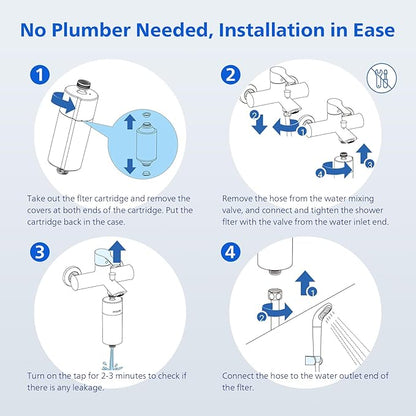 PHILIPS Shower Filter AWP1775BK/37, Water Softener for Hard Water, Shower Filtration with Double Mesh, Reducing Chlorine/Impurities/Rust Sediments for Handheld Showerhead, NSF Certified, Black