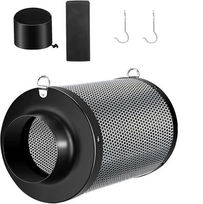 ATOUR 4" Air Carbon Filter with Australian Virgin Charcoal – Superior Odor Control for Grow Tent Smelliniss Scrubber, Inline Fans, Hydroponics. Includes Pre-Filter & Insulated Flange 4"x11"
