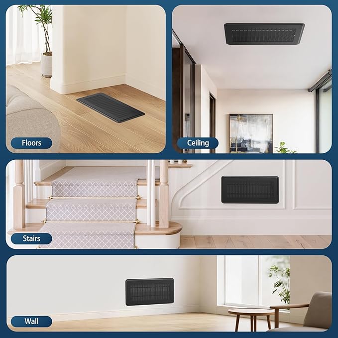 Magnetic Vent Covers with Vent Screen 7x11.3 Inch, Black Mesh Vent Covers for Floor, Wall, Ceiling Air Vents to Block Dust, Pet Hair, Fits Standard HVAC Floor Registers in Home, RV, 3 Pack